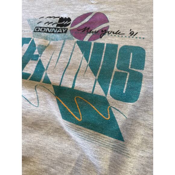 Vintage ‘91 Donnay Tennis New York Heather Gray XL Crewneck Sweatshirt - Picture 3 of 8